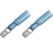Плоская изолированная клемма REXANT, термоусаживаемая, штекер 6.35 мм, 1.5-2.5 мм2, синий, 100 шт. 08-0334
