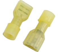 Плоская клемма REXANT полностью изолированная , гнездо 6.6мм в нейлоне 4-6мм2, желтый 100 шт 08-0652