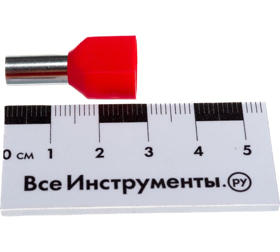 Штыревой втулочный изолированный наконечник REXANT F-14мм 2х10мм2 10-14/ Ги2 красный 100 шт 08-2812