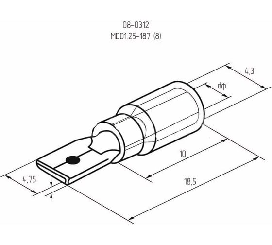 Плоская клемма REXANT изолированная штекер 4.8 мм 0.5-1.5 мм2 /РПИп 1,25-5 красная 100 шт 08-0312