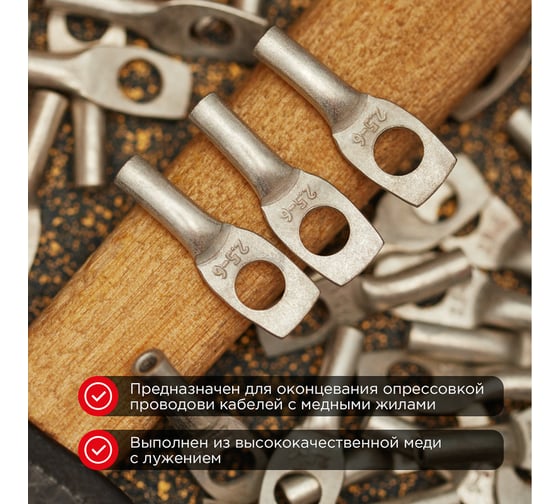 Наконечник REXANT ТМЛ 2,5–6–2,6, ГОСТ 7386-80, 10 шт. 07-5302