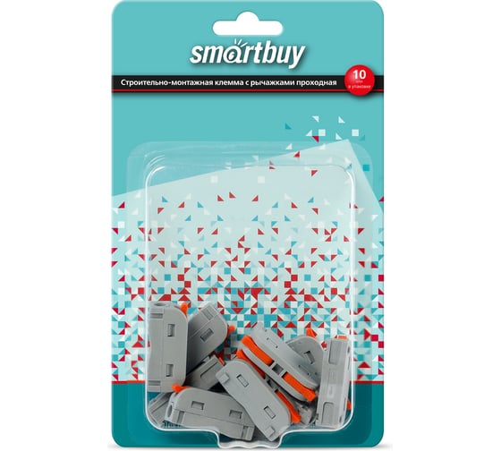 Строительно-монтажная проходная клемма Smartbuy с рычажками, 1 полюс, 10 шт. SBE-ptcwcc-1-rp 1