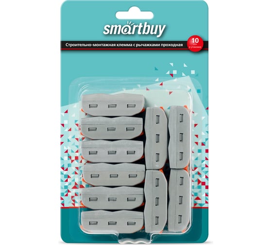 Строительно-монтажная проходная клемма Smartbuy с рычажками, 3 полюса, 10 шт. SBE-ptcwcc-3-rp