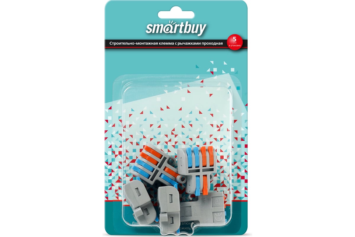 Строительно-монтажная проходная клемма Smartbuy с рычажками, 2-4 ...