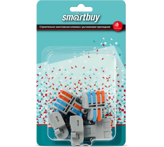 Строительно-монтажная проходная клемма Smartbuy с рычажками, 2-4 полюсов, 5 шт. SBE-cwcc-2-4-rp