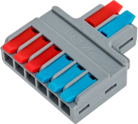 Клемма соединительная универсальная проходная Cabeus 2-6 полюса, с рычагом, 0,08-6,0, 1 шт. MX-626