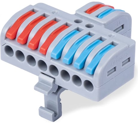 Клемма соединительная универсальная проходная Cabeus 2-8 полюса, с рычагом, на DIN-рейку 0,08-2,5/4,0 MX2-8D