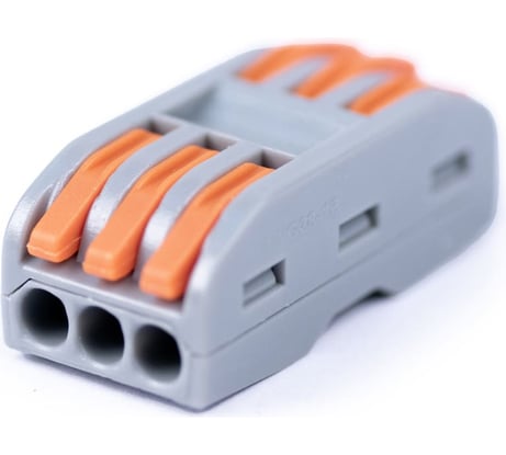 Клемма соединительная универсальная проходная Cabeus 3 полюса, с рычагом, 0,08-2,5/4,0, 1 шт. PCT-223