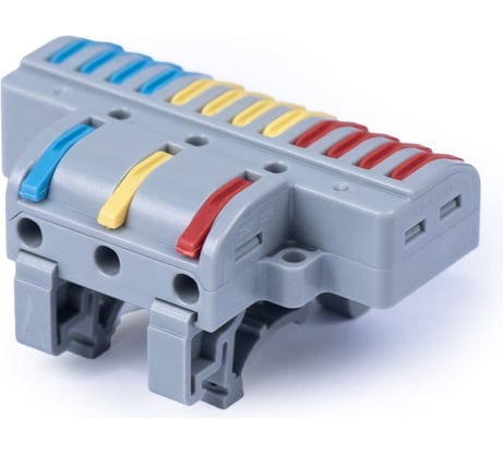 Клемма соединительная универсальная проходная Cabeus 3-12 полюса, с рычагом, на DIN-рейку 0,08-2,5/4,0 MX3-12D