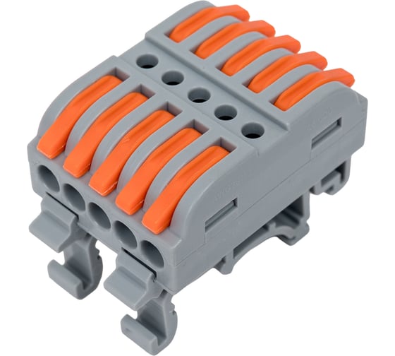 Клемма соединительная универсальная проходная Cabeus 5 полюсов, с рычагом, на DIN-рейку 0,08-2,5/4,0 MX223-5D 1