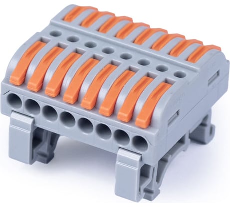 Клемма соединительная универсальная проходная Cabeus 8 полюсов, с рычагом, на DIN-рейку 0,08-2,5/4,0 MX223-8D