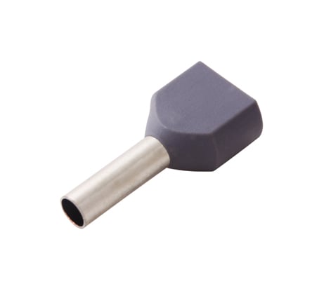 Штыревой втулочный изолированный наконечник REXANT F-10мм 2х2.5мм2 2.5-10/НГи2 серый 100 шт 08-2808