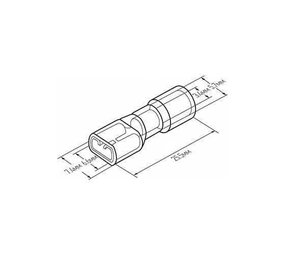 Плоская клемма REXANT полностью изолир. термоусаживаемая гнездо 6.6 мм 4-6 мм2 желтый 100 шт 08-0654