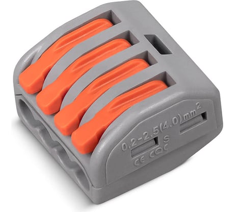 Клемма соединительная Cabeus универсальная 4-х проводнаяс рычагом 0,08-2,5/4,0 (10шт) PCT-214