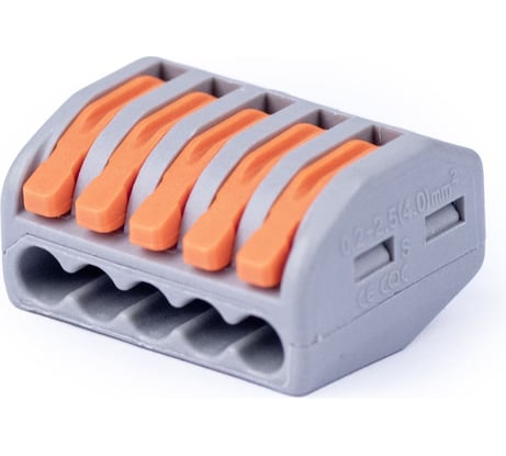 Клемма соединительная Cabeus универсальная 5-ти проводная с рычагом 0,08-2,5/4,0 (10шт) (WAG PCT-215