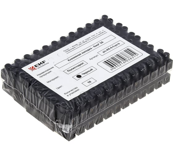 Клеммная колодка EKF 5А, полистирол, черная, PROxima plc-KK-6-5-ps-b