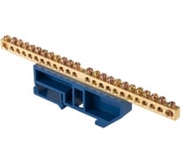 Шина "0" EKF N 24 отверстия латунь синий изолятор на DIN-рейку (20 шт.) PROxima sn0-63-24-d