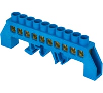 Нулевая шина EKF PROxima N, 10 отверстий, латунь, синий нейлоновый корпус, комбинированный sn0-125-10-dn