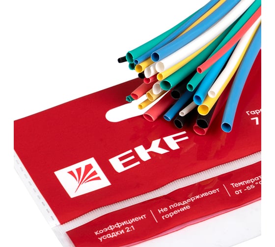 Набор EKF ТУТ нг 6 цветов по 5шт. разного диаметра (1/0,5; 1,5/0,75; 2/1; 2,5/1,25; 3/1,5) 100 мм PROxima tut-n-2-r