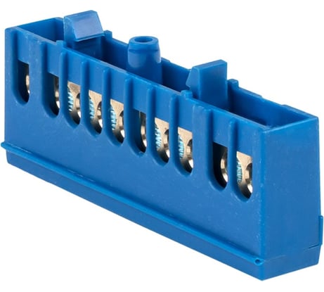 Шина "0" N на DIN-рейку EKF 10 отверстий латунь синий изолированный корпус 20 шт PROxima sn0-63-10-ib