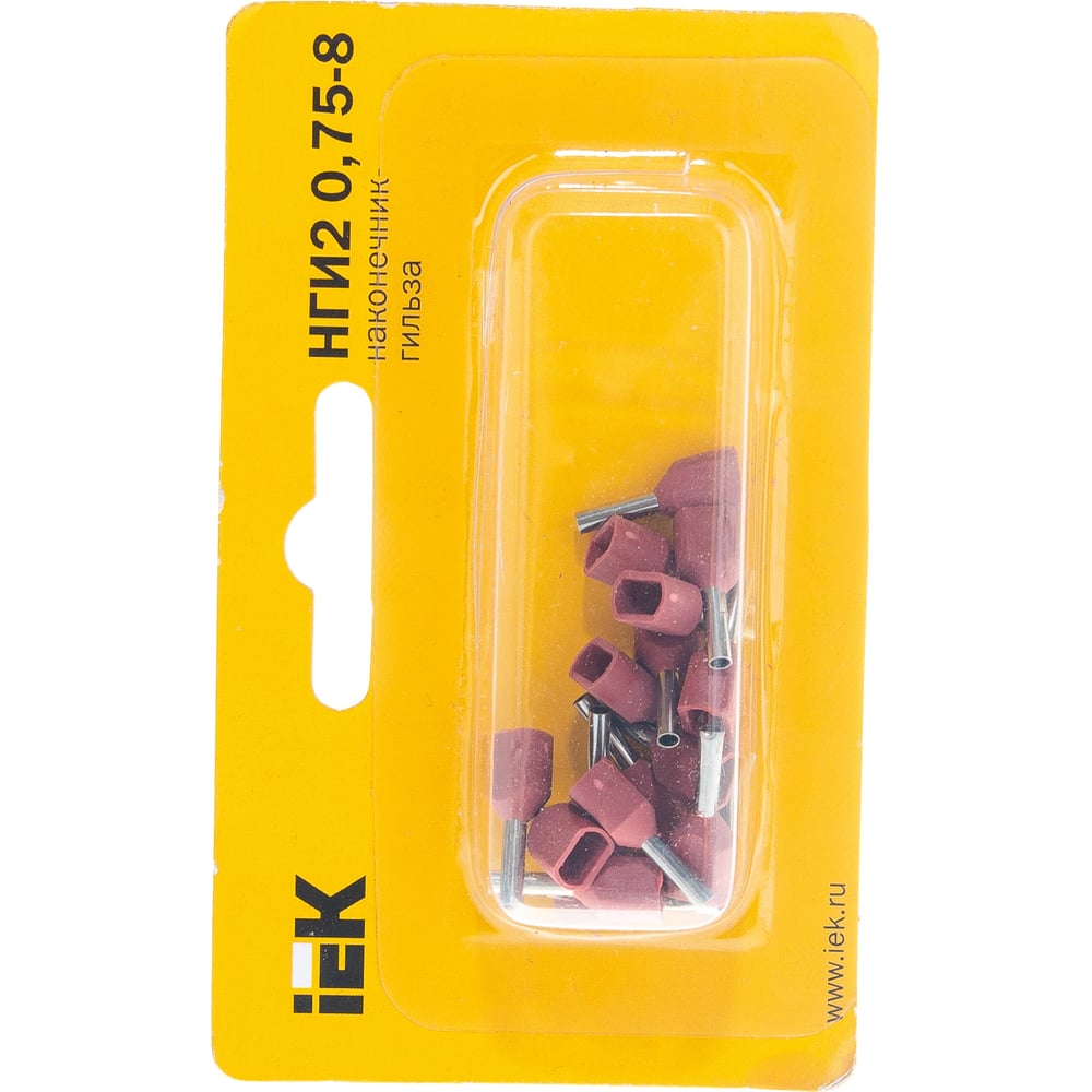Наконечник-гильза IEK, НГИ2 0,75-8, темно-красный, 20шт UTE10-4-D75-100 ...