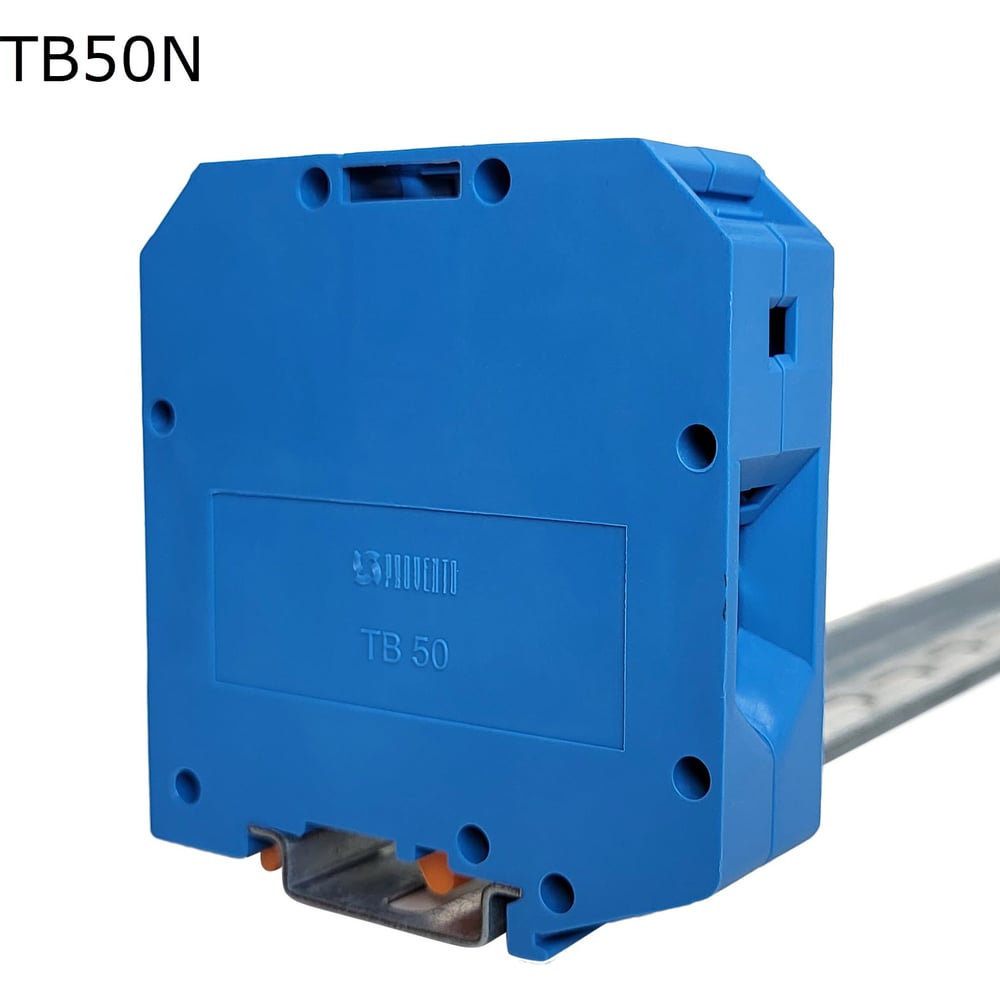 Клемма винтовая проходная Провенто 2 контакта 50 мм2, синяя, 10 шт ...
