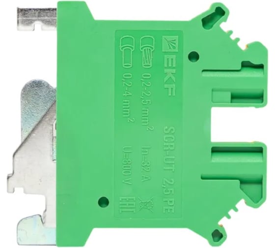 Клеммная колодка винтовая EKF 2.5 UT земля scr-ut-2,5-pe