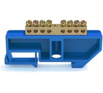 Шина GREENEL 6х9 8/1 с изолятором на DIN-рейку 35мм СИНЯЯ GE60033-08
