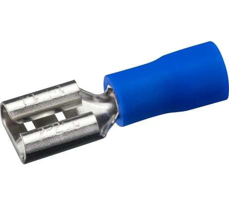 Плоский виброустойчивый разъем duwi,  РпИм 2.5-6.3 (мама), 1.5-2.5мм², под обжим, синий, 10шт, 26701 0