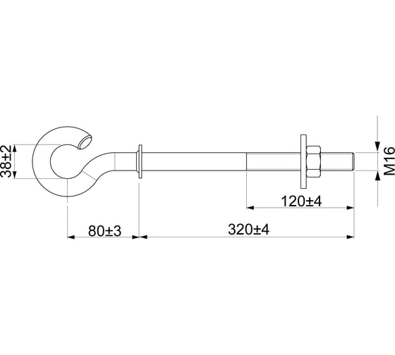 Крюк ЭНЕРВИК /ENSTO SOT21.216R (SOT21.216) M16, L=320,сквозной 1шт SOT21.216R-1