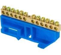 Шина EKF "0" N, 12 отверстий латунь синий изолятор на DIN-рейку 20 шт PROxima sn0-125-12-d