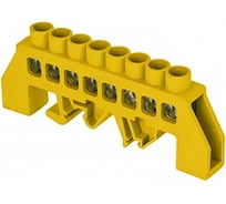 Шина EKF "0" РЕ, 8 отверстий, латунь, желтый нейлоновый корпус, комбинированный, PROxima sn0-125-8-dpe