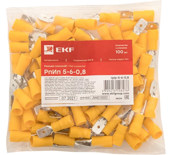 Плоский разъем EKF РпИп 5-6-0,8 PROxima 100 шт rpip-5-6-0,8