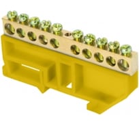 Шина EKF "0" N 10 отверстий, латунь, желтый изолятор, на DIN-рейку, PROxima sn0-63-10-dz