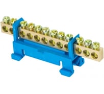 Шина EKF "0" N 12 отверстий, латунь, синий изолятор, тип "Стойка", на DIN-рейку (20шт.)  PROxima sn0-63-12-sb