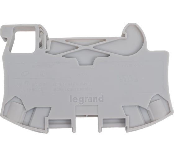 Пружинная клемма однополюсная Legrand Viking 3 1 вход/1 выход шаг 10 мм серый 037263