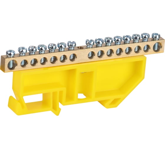 Шина ЭРА NO-224-92 PE земля на DIN-изоляторе ШНИ-6x9-14-Д-желтый Б0062965 1