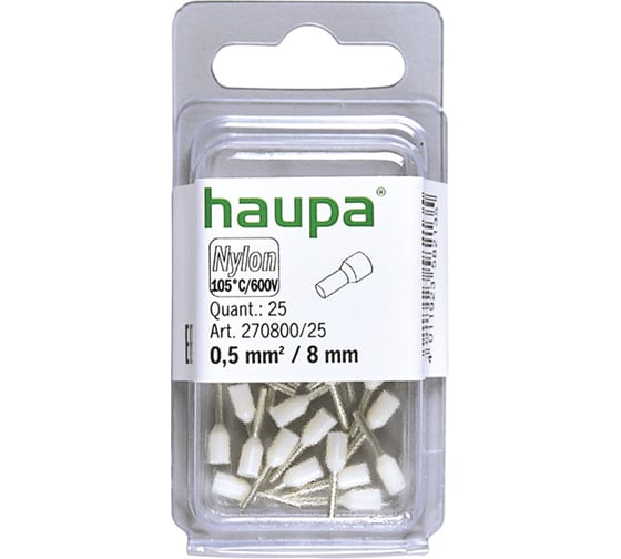 Конечная изолированная гильза HAUPA 0,5/8 упаковка 25 шт. 270800/25 1