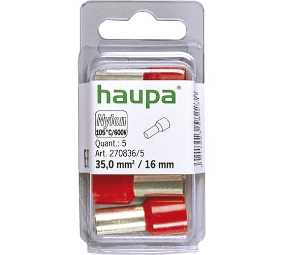 Конечная изолированная гильза HAUPA цвет красный 35/16 упаковка 5 шт 270836/5 1