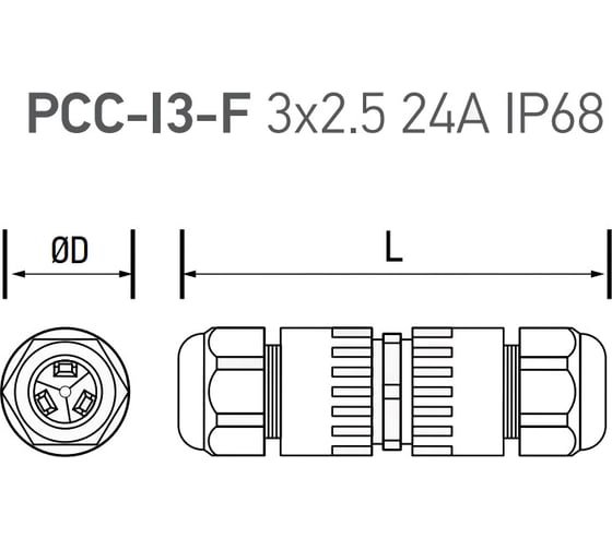 Многоразовый кабельный коннектор для монтажа PCC-I3-F Jazzway 3x2.5 24A IP68 5053441