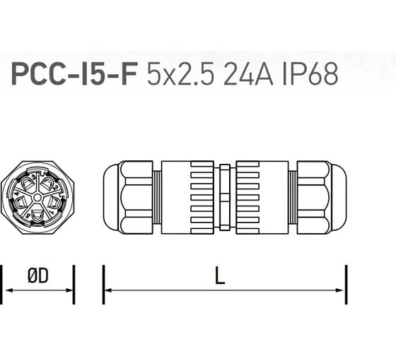 Многоразовый кабельный коннектор для монтажа Jazzway PCC-I5-F 5x2.5 24A IP68 5053489