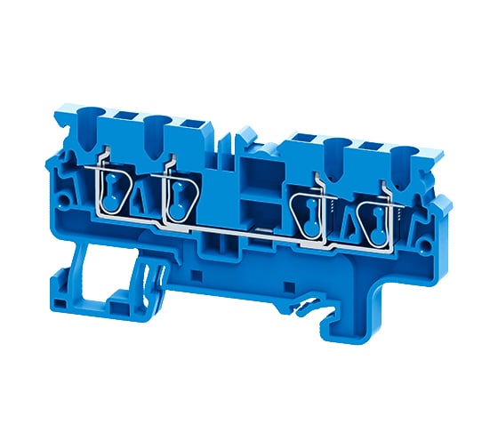 Клемма КЭАЗ с четырьмя контактами пружинная OptiClip СX-2,5-QUATTRO-(0,2-4)-I-BU-синий 100 шт 289754 1