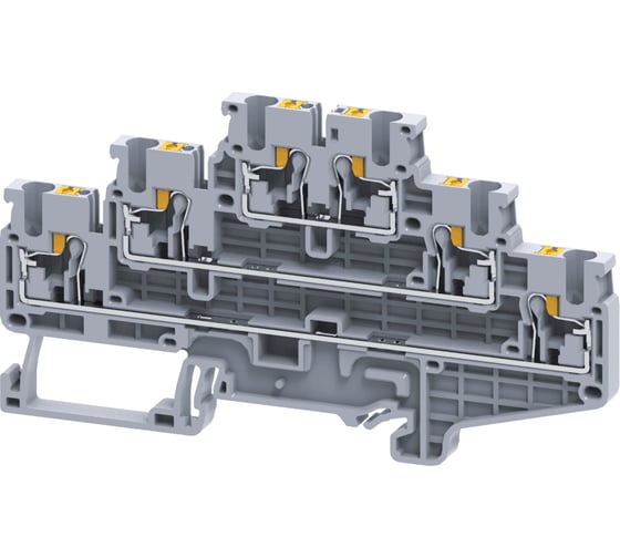 Клемма КЭАЗ 3х-ярусная push-in КЭАЗ OptiClip CP3L-2,5-3L-I-серый 50 шт 331867