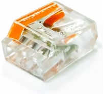 Клемма СМК быстроразъемная Промрукав сечение 0,75 - 2,5 мм² 3-проводная прозрачная / оранжевая (100 шт/уп) PR08.22860