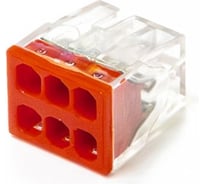 Клемма СМК быстроразъемная Промрукав сечение 0,5 - 2,5 мм² 6-проводная прозрачная / красная (50 шт/уп) PR08.22867