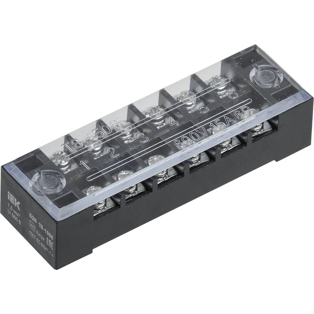 Наборный блок зажимов IEK БЗН ТВ-1506 1,5мм2 15A 6 пар YZN41-06-001-K02 ...