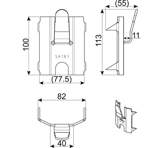Скоба оттяжки ЭНЕРВИК /ENSTO SH187R для 25-68 мм² троса (1 шт.) SH187R-1