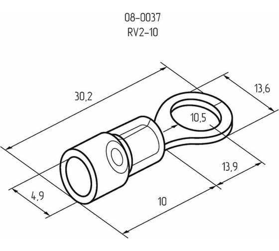 Кольцевой изолированный наконечник REXANT d10.5 мм, 1.5-2.5 мм2 (НКи 2.5-10), синий, 10 шт. 08-0037-10