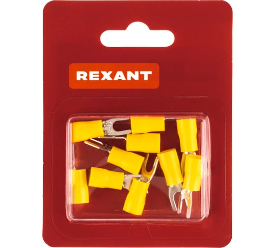 Вилочный изолированный наконечник REXANT 4.3 мм, 4-6 мм2, (НВи 6.0-4/НВи 5,5-4), желтый, 10 шт. 08-0151-10