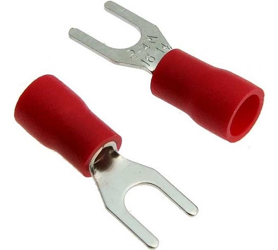 Наконечник кабельный вилочный изолированный Pro Legend M2-4, 27 А, 16-14 AWG, красный, латунь луженая PL2940
